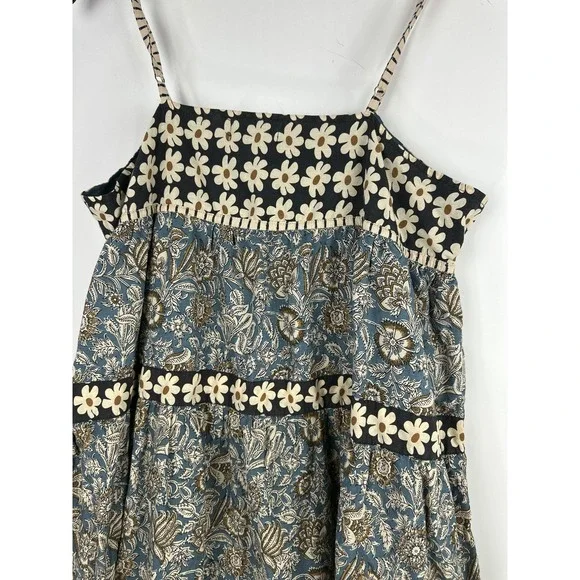 Natural Life Boho Floral Tiered Cotton Maxi Dress Button Front Midi Womens XL - Picture 9 of 14